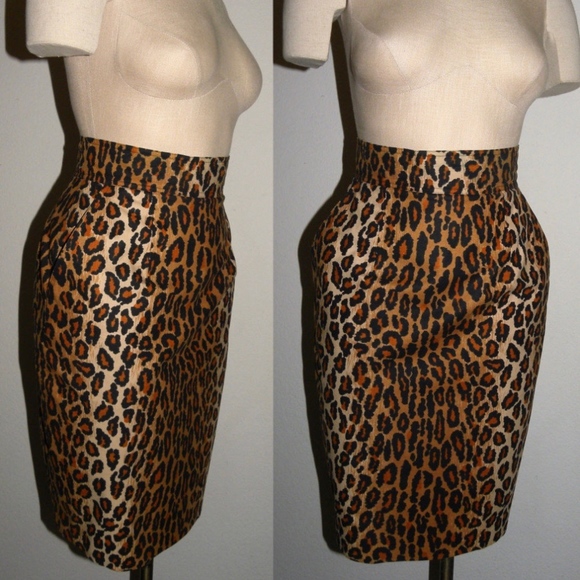 SOLD VTG 80s Patrick Kelly Leopard Pencil Skirt - Picture 2 of 8